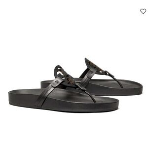 NWT Tory Burch Women’s Miller Cloud Calf Leather Sandals in Perfect Black